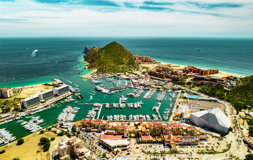 Aerial View of the beach town of Cabo San Lucas.