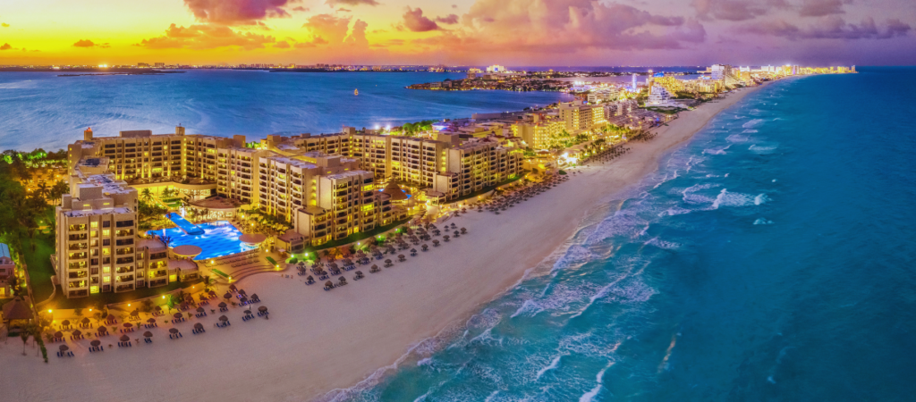 Aerial view of Cancun.