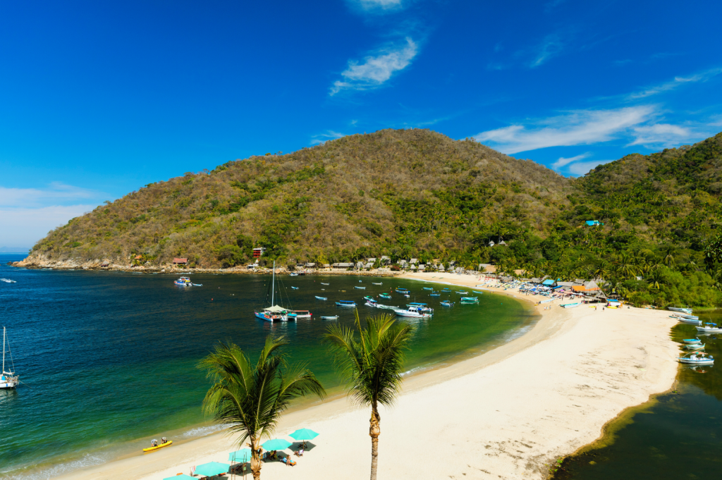 Aerial view of Yelapa Beach, at Puerto Vallarta, Mexico.